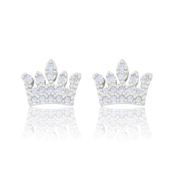 CROWN CZ HALO STUD EARRING