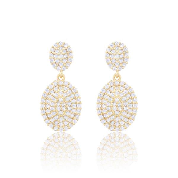 OVAL CZ DANGLE EARRING