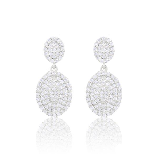OVAL CZ DANGLE EARRING