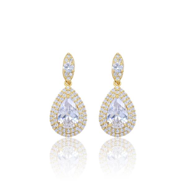 POST TEARDROP DANGLE CZ EARRING