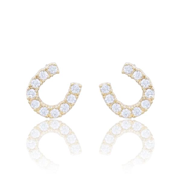 CZ HORSESHOE STUD EARRING