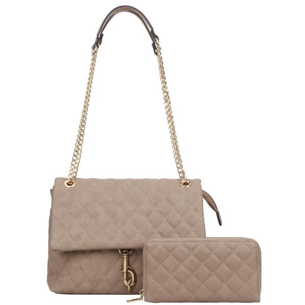 2IN1 QUILT DESIGN SHOULDER BAG WALLET SET
