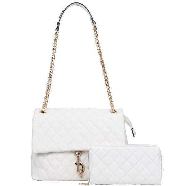 2IN1 QUILT DESIGN SHOULDER BAG WALLET SET