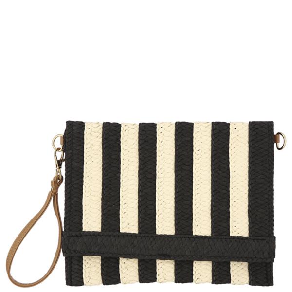 STRIPE STRAW CLUTCH BAG