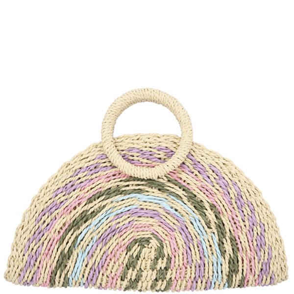 ROUND COLOR STRAW CLUTCH BAG