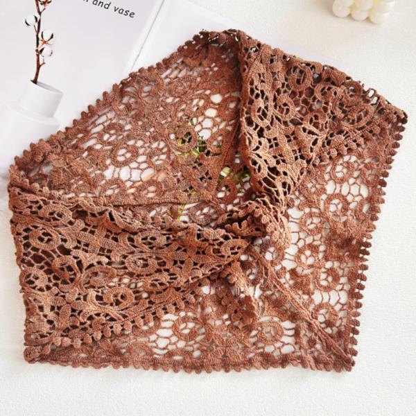 CROCHET EMBROIDERED BANDANA SHAWL - SOFT COTTON FOR SUMMER STYLE