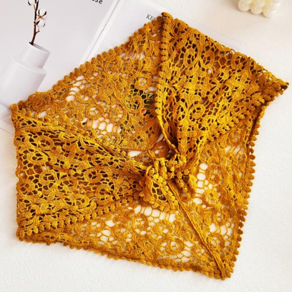 CROCHET EMBROIDERED BANDANA SHAWL - SOFT COTTON FOR SUMMER STYLE