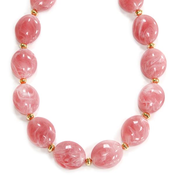 OVAL RESIN BEAD BALL ACCENT NECKLACE