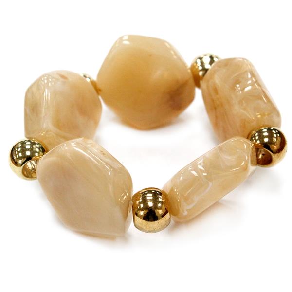 IRREGULAR RESIN BEAD BALL ACCENT STRETCH BRACELET