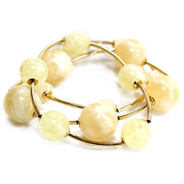 ROUND BEAD WIRE WRAP STRETCH BRACELET SET