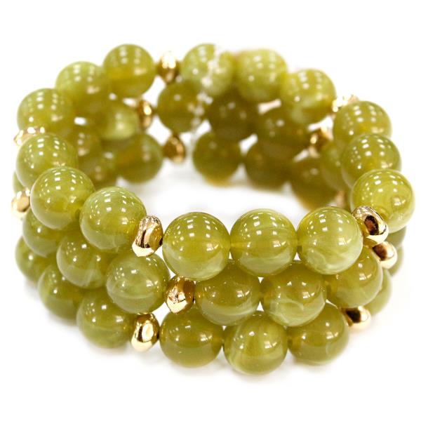 ROUND STONE BEAD MULTI ROW STRETCH BRACELET SET