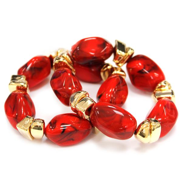 OVAL RESIN BEAD STRETCH BRACELET SET