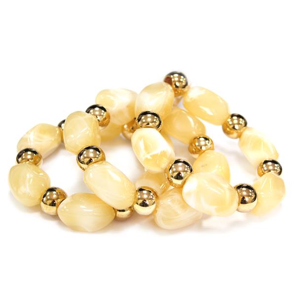 OVAL STONE BEAD MULTI STRAND STRETCH BRACELET SET
