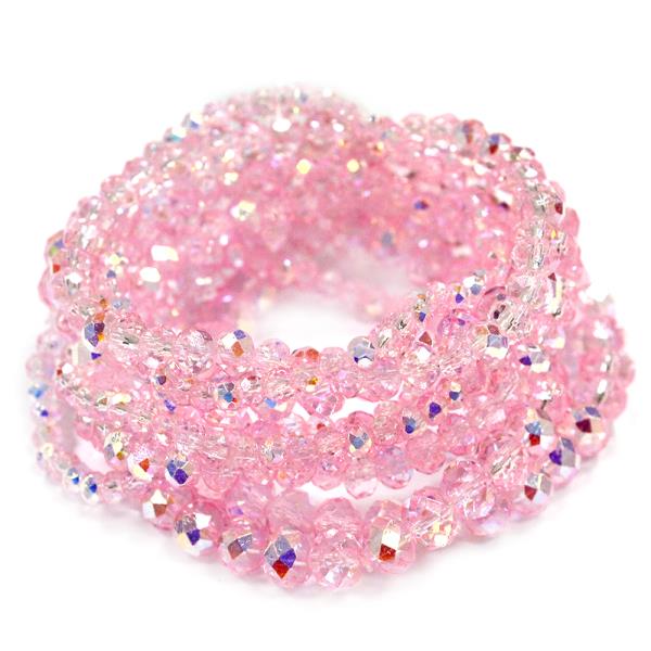 CRYSTAL BEAD MULTI ROW STRETCH BRACELET SET