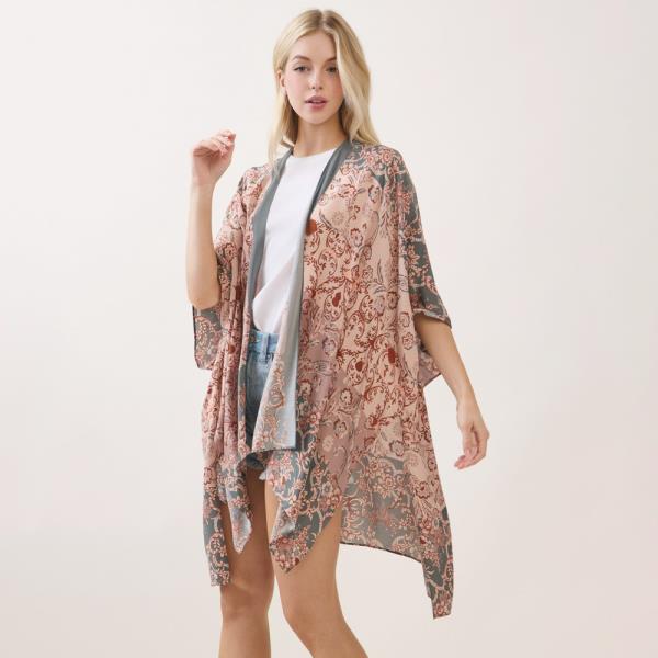 BOHEMIAN FLORAL PAISLEY PRINT KIMONO