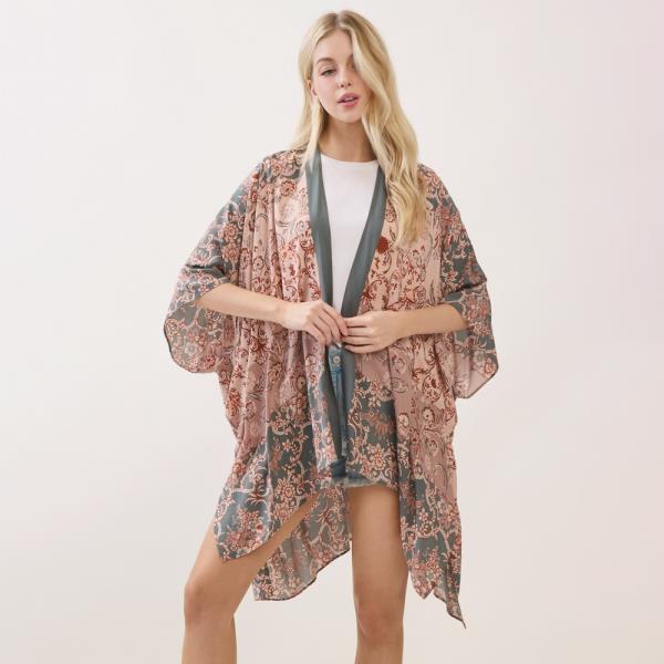 BOHEMIAN FLORAL PAISLEY PRINT KIMONO