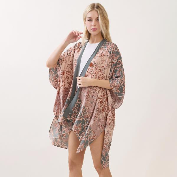 BOHEMIAN FLORAL PAISLEY PRINT KIMONO