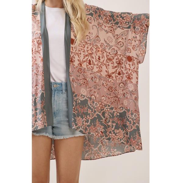 BOHEMIAN FLORAL PAISLEY PRINT KIMONO