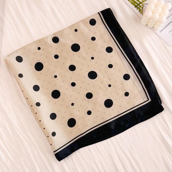BLACK TRIM POLKA DOT BANDANA - CLASSIC SUMMER SQUARE SCARF