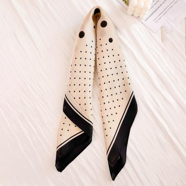 BLACK TRIM POLKA DOT BANDANA - CLASSIC SUMMER SQUARE SCARF