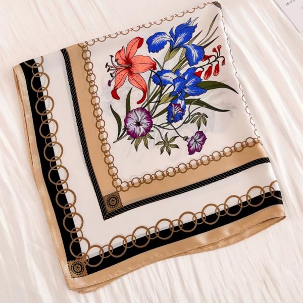 FLORAL VINE PRINT SCARF - SILKY LIGHTWEIGHT NECK & HEAD WEAR