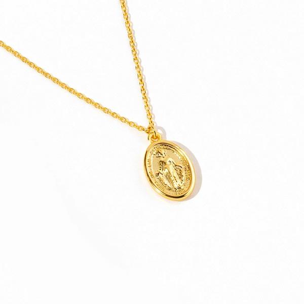 18K GOLD RHODIUM LADY OF GRACES  PENDANT NECKLACE