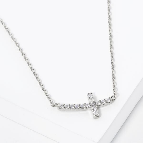 18K GOLD RHODIUM LEAP OF FAITH CROSS PENDANT NECKLACE