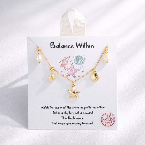 18K GOLD RHODIUM BALANCE WITHIN SEA LIFE CHARM NECKLACE