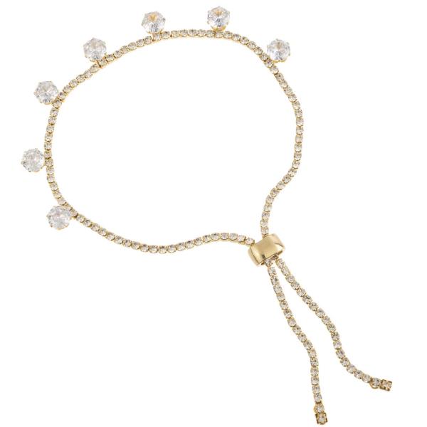 CZ RHINESTONE 6MM ROUND SLIDE ADJUSTABLE BRACELET