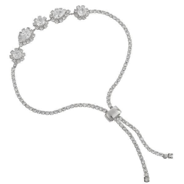 CZ RHINESTONE TEARDROP SLIDE ADJUSTABLE BRACELET