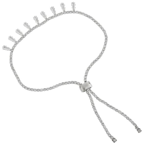 CZ RHINESTONE TRAPEZOID SLIDE ADJUSTABLE BRACELET