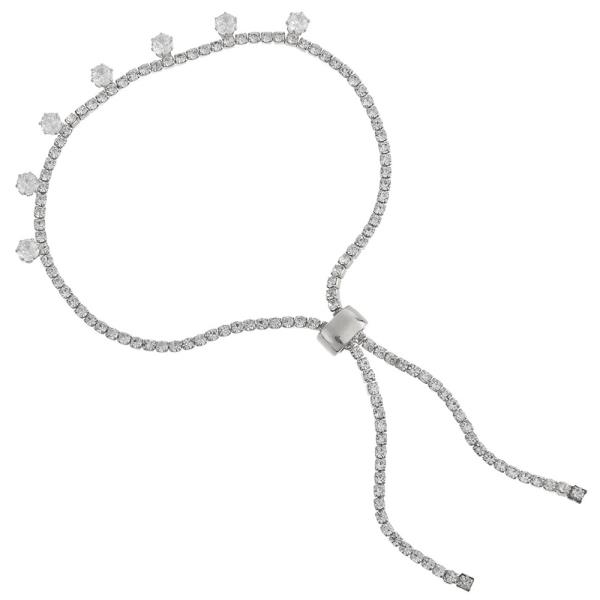 CZ RHINESTONE ROUND ADJUSTABLE SLIDE BRACELET