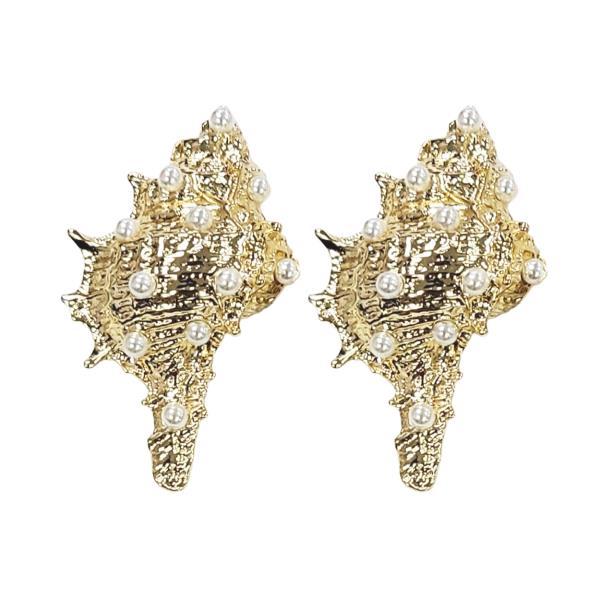 SHELL PEARL POST EARRING