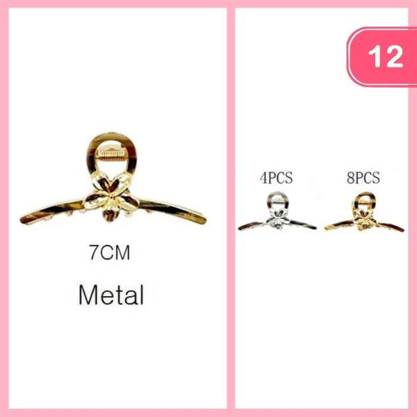 METAL FLOWER PENDANT HAIR CLAW  CLIP (12 UNITS)