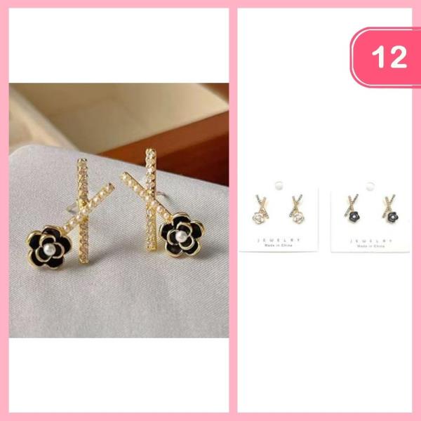 FLOWER PEARL EARRINGS (12 UNITS)