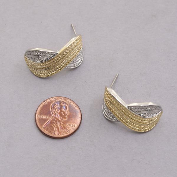 GOLD PLATED TWO TONE EARRINGS