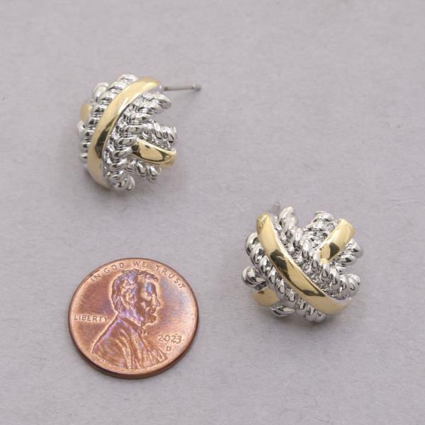 14K GOLD PLATED TWO TONE EARRING