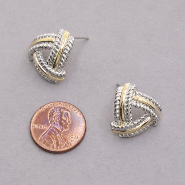 14K GOLD PLATED TWO TONE EARRINGS