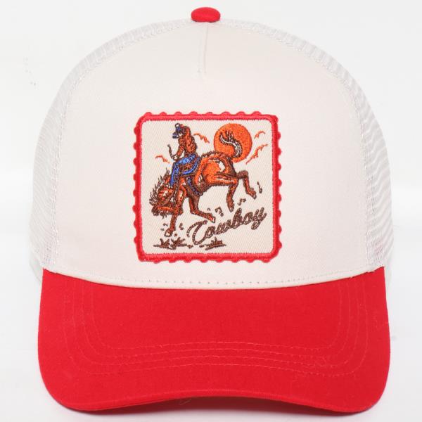 COWBOY EMBROIDERY PATCH TWO TONE MESH BASEBALL CAP