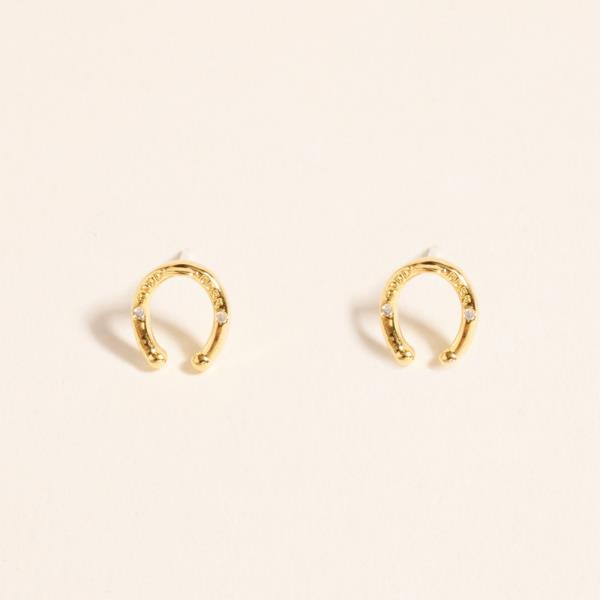 WATER RESISTANT ORSESHOE SHAPED GOLD-DIPPED POST EARRING WATER RESISTANT