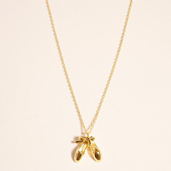 BALLET SHOES SHAPED GOLD-DIPPED PENDANT SHORT NECKLACE WATER RESISTANT