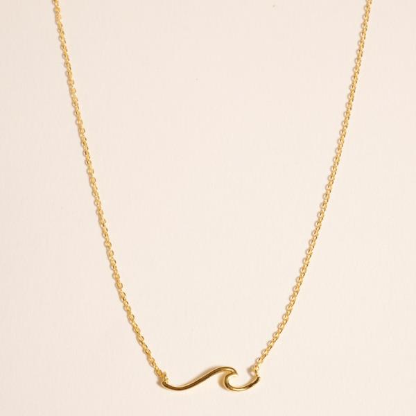 WATER RESISTANT WAVE SHAPED GOLD-DIPPED PENDANT SHORT NECKLACE