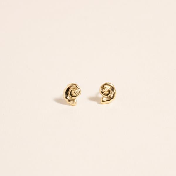 WATER RESISTANT HELL SHAPED GOLD DIPPED SILVER POST EARRING