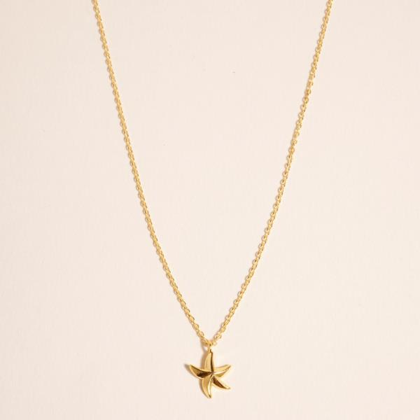 WATER RESISTANT STARFISH SHAPED GOLD-DIPPED PENDANT SHORT NECKLACE WATER RESISTANT