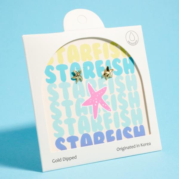 STARFISH SHAPED GOLD-DIPPED 925 SILVER POST EARRING WATER RESISTANT