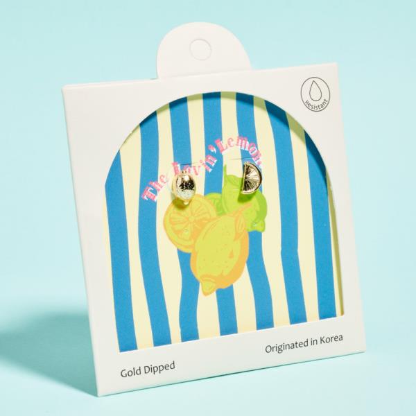 LEMON SHAPED GOLD-DIPPED 925 SILVER POST WATER RESISTANT EARRING