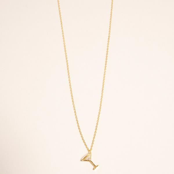 MARGARITA GLASS SHAPED GOLD-DIPPED PENDANT SHORT NECKLACE WATER RESISTANT