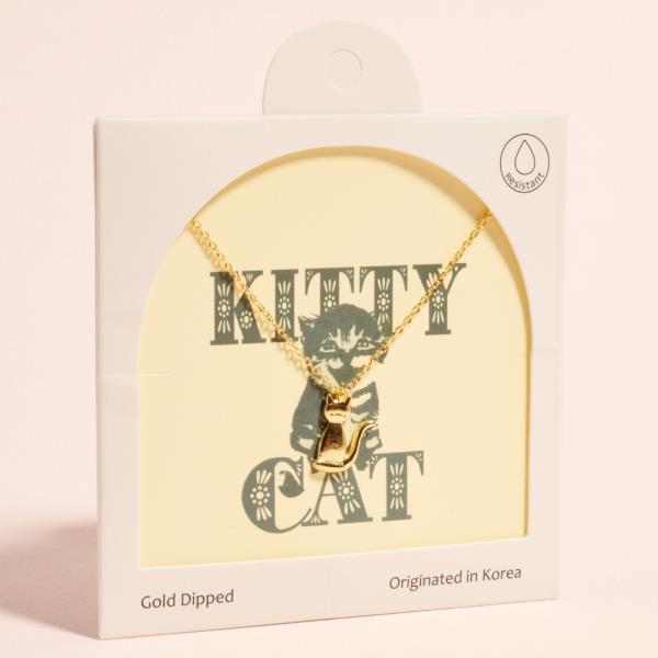 CAT SHAPED GOLD-DIPPED PENDANT SHORT NECKLACE WATER RESISTANT