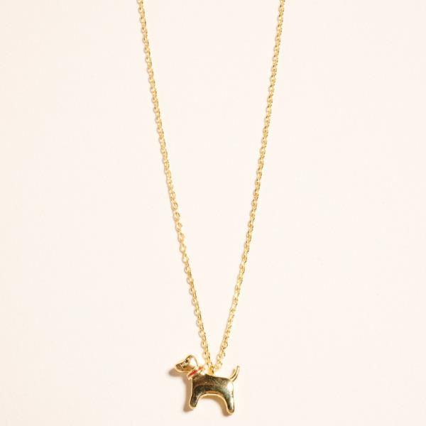 DOG SHAPED GOLD-DIPPED PENDANT SHORT NECKLACE WATER RESISTANT