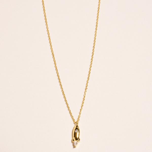 ROCKET SHAPED GOLD-DIPPED PENDANT SHORT  NECKLACE WATER RESISTANT